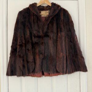 Vintage 1950's Real Fur Cape w/Armholes - Old Hollywood Glam (McLane & Taylor)